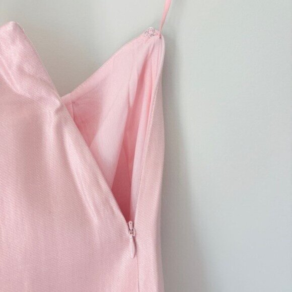 NEW Reformation Mika Two Piece Skirt Set Bubblegum Pink Sheen | US 4 UK 8 - Picture 12 of 16